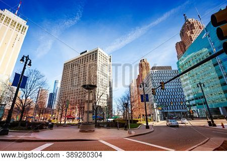 Campus Martius Park And Square In Detroit, Michigan Usa