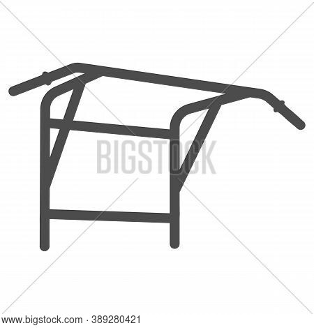 Horizontal Bar Line Icon, Gym Concept, Equipment For Upper Body Workout Sign On White Background, Pu