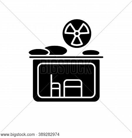 Fallout Shelter Black Glyph Icon. Nuclear Explosion. Protection From Radioactive Debris. Civil Defen