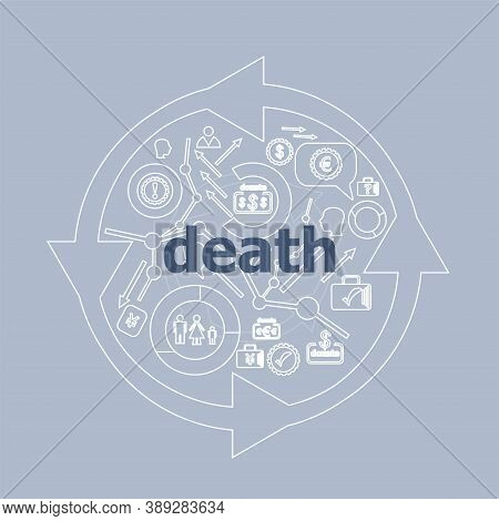Text Death. Social Concept . Icon And Button Set