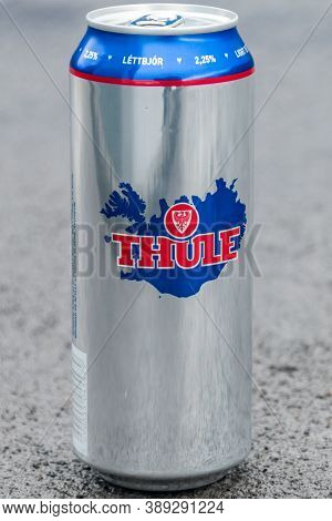 Reykjavik, Iceland - June 20, 2020: Thule Pilsner Beer By Viking Brewery.