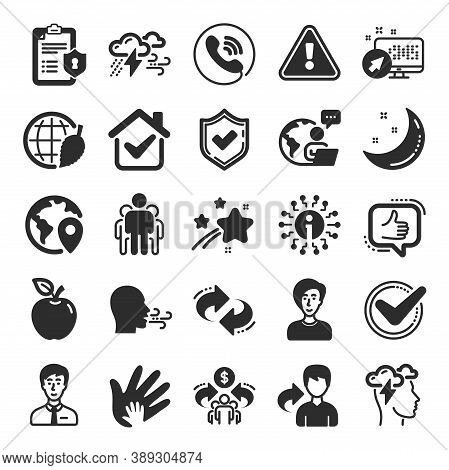 Check Mark, Sharing Economy And Mindfulness Stress, Breath People Icons. Privacy Policy, Social Resp