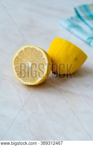 Korean Fruit Yuzu For Yuja Tea Also Japanese Citron Half Cut.