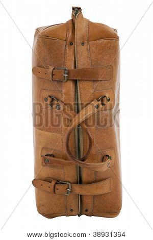 Alte Leder Gripsack isoliert auf weißem Hintergrund mit Beschneidungspfad.