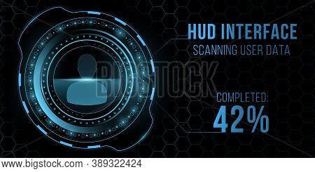 Modern Futuristic User Interface. Scanning Human Data. Ui Hud Display With Cyber Honeycomb Pattern. 