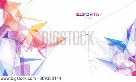 Big Data Analytics Blockchain Technology Background. Colorful Triangle Particles Background. Eps 10.