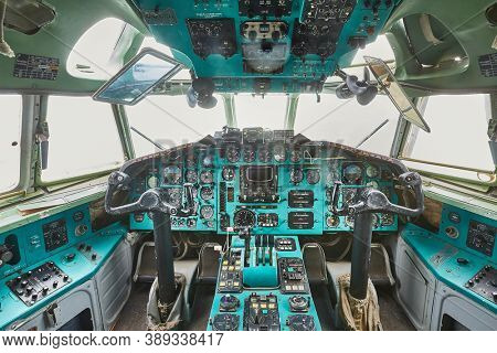 Cockpit of an old airplane