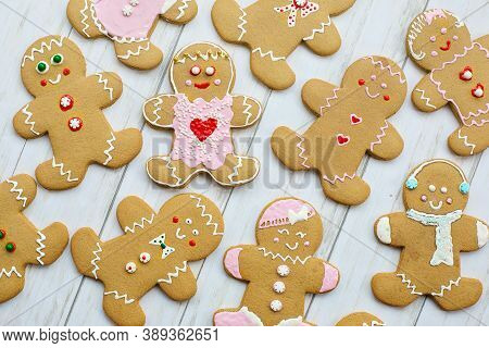 some wooden dolls on the table for Christmas celebrations