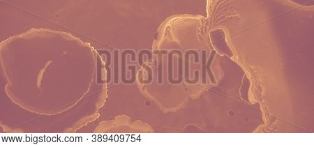 Ink Golden Texture. Orange Volcanic Splash. Red Art Magma Abstraction. Brown Hell Artistic Mineral. 
