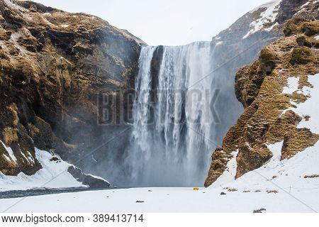 Skogafoss Waterfall In South Iceland