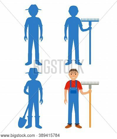 Find The Correct Shadow Farmer.educational Game For Children Villager.