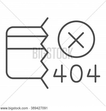 Credit Card And Communication Error Thin Line Icon, Payment Problem Concept, Payment Failure Sign On