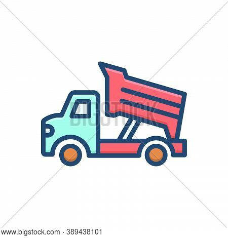 Color Illustration Icon For Dump-truck Construction Earth Contractor Earthmover Truck Dump Transport