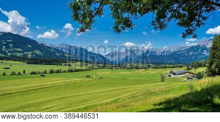 Autumnal Landscape In The Austrian Alps In The Region Of Saalfelden, District Zell Am See In Salzbur