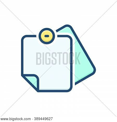 Color Illustration Icon For Stick-notes Notes Paper Notepaper Remember Concept Document Stationery S