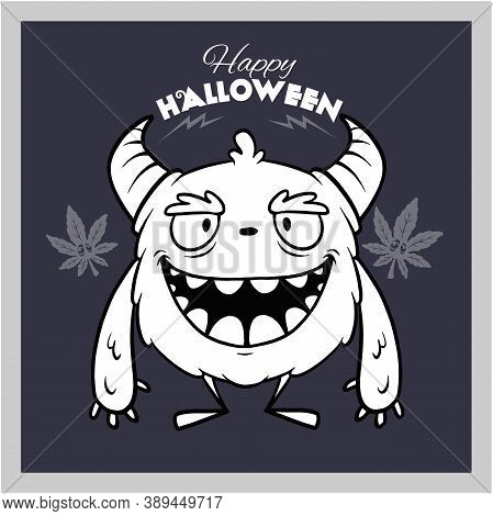 Halloween - Monster, Funny Face - Vector Stock Illustration Isolated On White