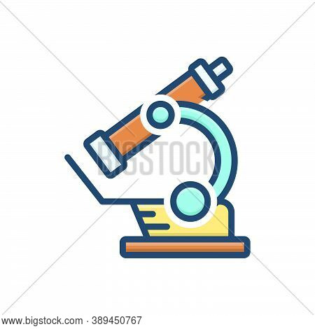 Color Illustration Icon For Microscope Instrument Laboratory Magnify Pharmacology Experiment Scienti