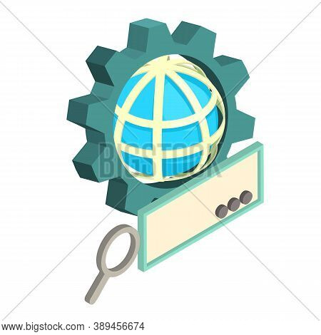 Global Search Icon. Isometric Illustration Of Global Search Vector Icon For Web