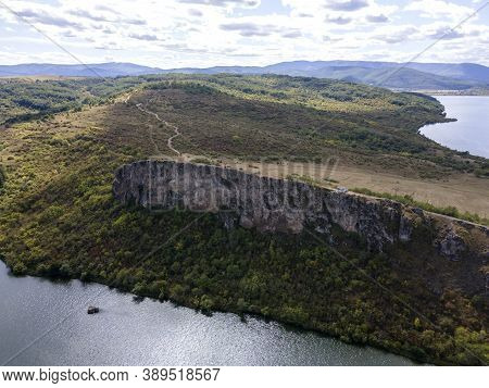 Aerial View Of Pchelina Reservoir, Pernik Region, Bulgaria