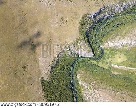 Aerial View Of Iskar Panega Geopark Along The Gold Panega River, Bulgaria