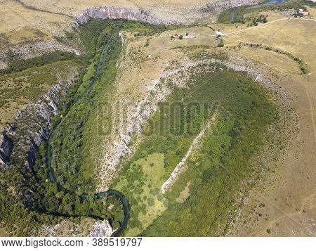 Aerial View Of Iskar Panega Geopark Along The Gold Panega River, Bulgaria