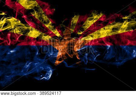 United States Of America, America, Us, Usa, American, Arizona, Arizonan Smoke Flag Isolated On Black