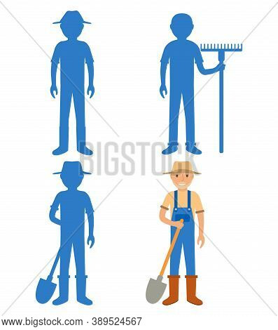 Find The Correct Shadow Farmer.educational Game For Children Villager.