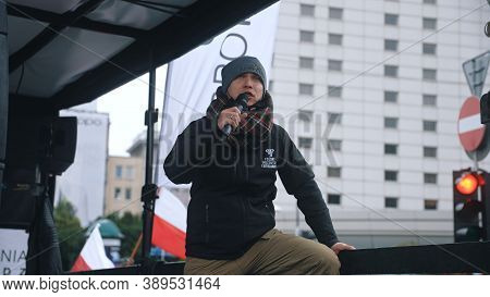 Warsaw, Poland 13.10.2020 - Protest Of The Farmers Marek Misko - Ppf Polish Fur Business. High Quali