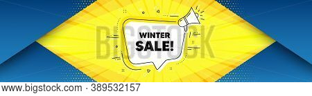 Winter Sale. Background With Offer Speech Bubble. Special Offer Price Sign. Advertising Discounts Sy