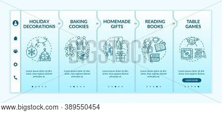 Cozy Winter Lifestyle Onboarding Vector Template. Dressing Comfortable. Soft Candle Light. Hygge Sty