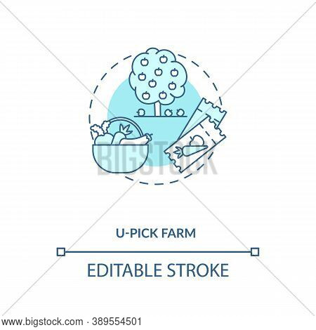 U Pick Farm Concept Icon. Collecting Vegetables And Fruits By Yourself. Farming Advices. Agritourism
