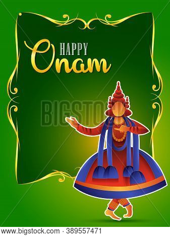 Vector Design Of Kathakali Dancer On Happy Onam Festival Background Of Kerala South India In Indian 