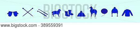Set Of Cashmere Cartoon Icon Design Template With Various Models. Vector Illustration Isolated On Bl