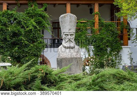 Golesti,  Romania - September 30, 2020: The Statue Of Dinicu Golescu, A Great Romanian Writer, At Th