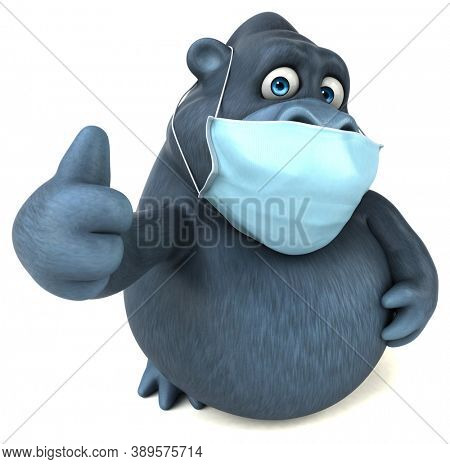 Fun 3D cartoon gorilla with a mask