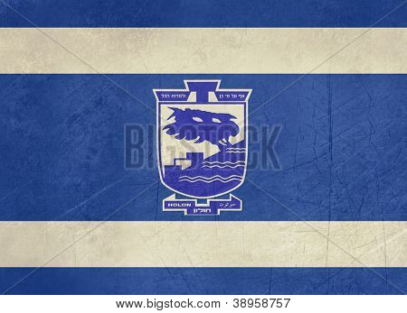 Vlajka města Cholon grunge od státu Izrael v oficiálních barvách.