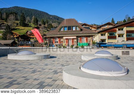 Cityscpae View Of Grindelwald Beautiful Village In Mountain Scenery, Switzerland