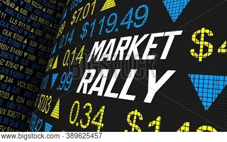 Market Rally Stock Share Prices Increase Higher Wave Trend 3d Illustration