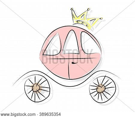 Vector Illustration. Image Of Royal Carriage And A Storytale About Cinderella. Quick Sketch In Comic