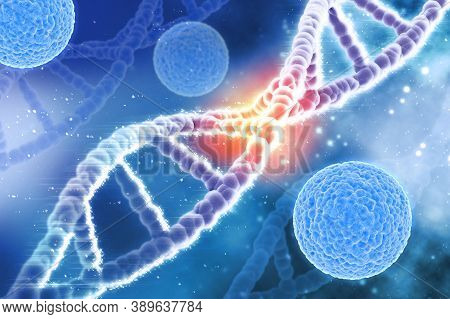 3d Render Of Dna Molecule Structure. Dna Abstract Medical And Health Care Background. Concept Dna Fu
