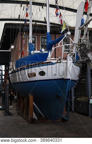 Istanbul, Turkey - September 20, 2020: Sadun Boros Kismet Sail Boat In Rahmi M. Koc Industrial Museu
