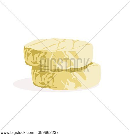 Two Wheels Of Fresh Cheese. Natural Nutrition Dairy Product. Menu, Store, Farm Market, Shop, Restaur