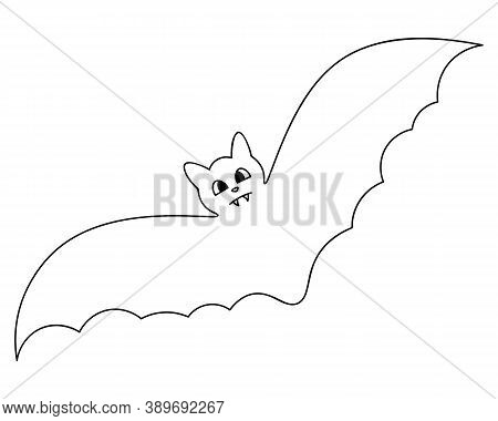 Bat. Sketch. Winged cutie. Vector illustration. Coloring book for children. Outline on an isolated white background. Doodle style. Halloween symbol. Carrier of dangerous infections. Vampire animal. A blood-sucking mammal. All Saints Day.