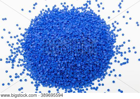 Blue Pallet Polymer Isolated On White Background. Polymer Plastic.