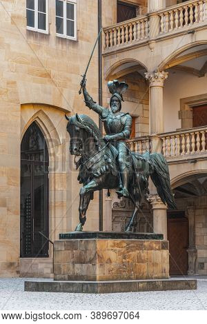 Germany, Stuttgart, August 2018 - Statue Of Eberhard I In The Old Castle