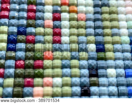 Close-up, Colorful Square Diamond Embroidery Bright. Hobbies And Entertainment.