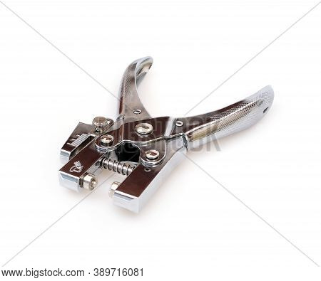 Metal Eyelet Setting Tool Isolated On White Background