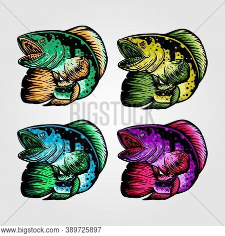 Channa Snakehead Fish Vintage Logo Vector Illustration Design