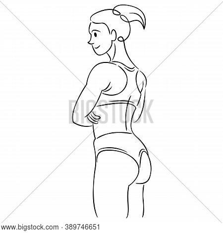 Young Woman Athlete, Girl Athletics In Sports Uniform. Continuous Single Line.flat Sketch Line Desig