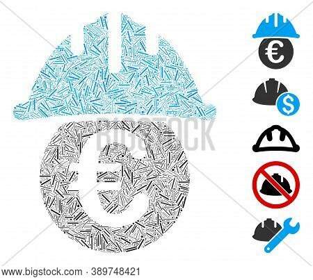 Hatch Mosaic Based On Euro Under Safety Helmet Icon. Mosaic Vector Euro Under Safety Helmet Is Creat